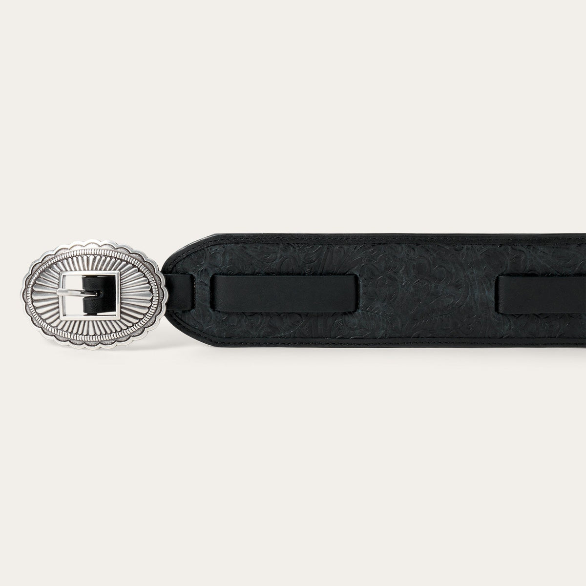 Stetson & THE GREAT. Tooled Waist Belt Black With Silver - Stetson