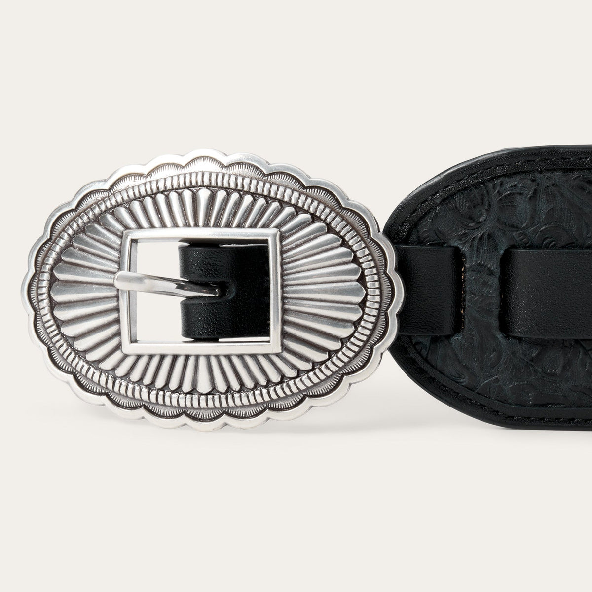 Stetson & THE GREAT. Tooled Waist Belt Black With Silver - Stetson
