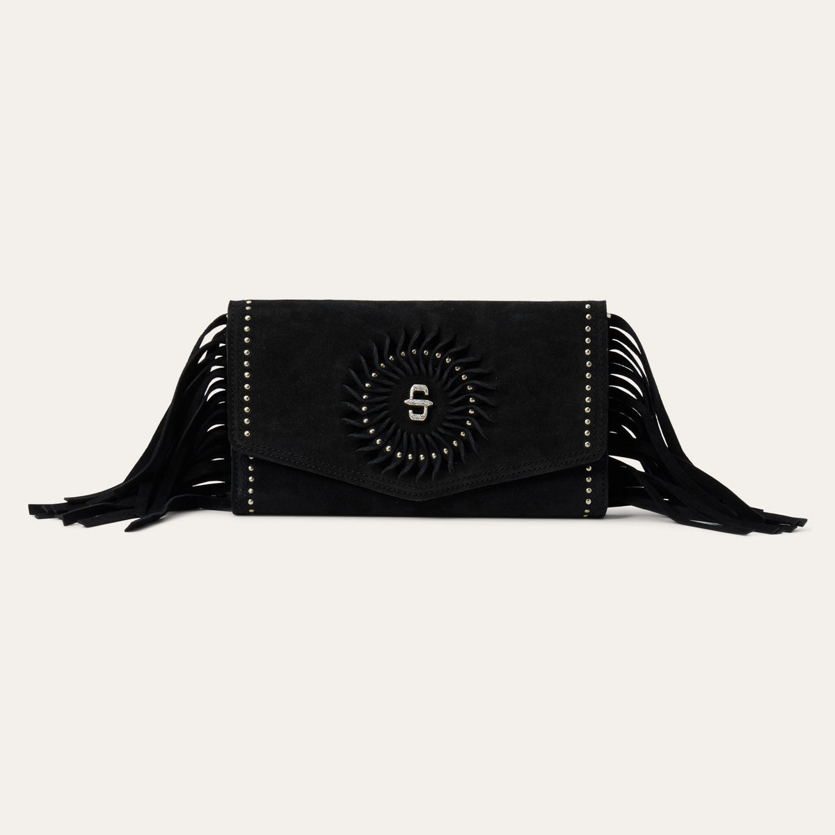 Spiral Suede Fringed Clutch Black - Stetson