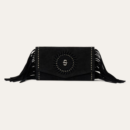Spiral Suede Fringed Clutch Black - Stetson