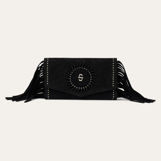 Spiral Suede Fringed Clutch Black - Stetson