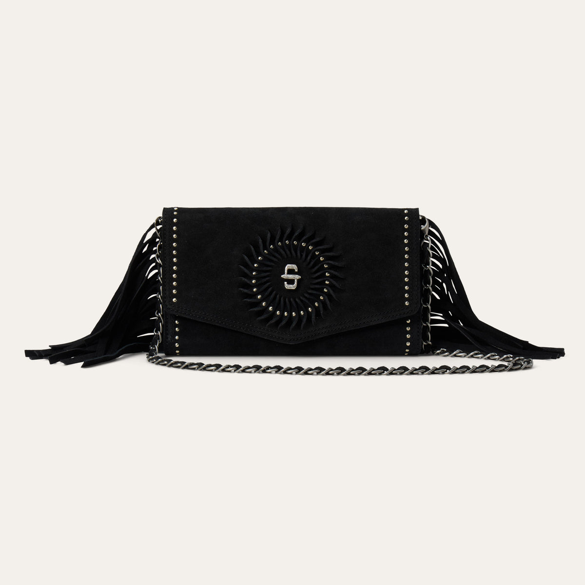 Spiral Suede Fringed Clutch Black - Stetson
