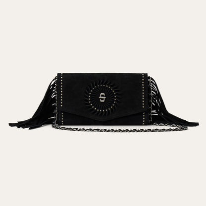 Spiral Suede Fringed Clutch Black - Stetson