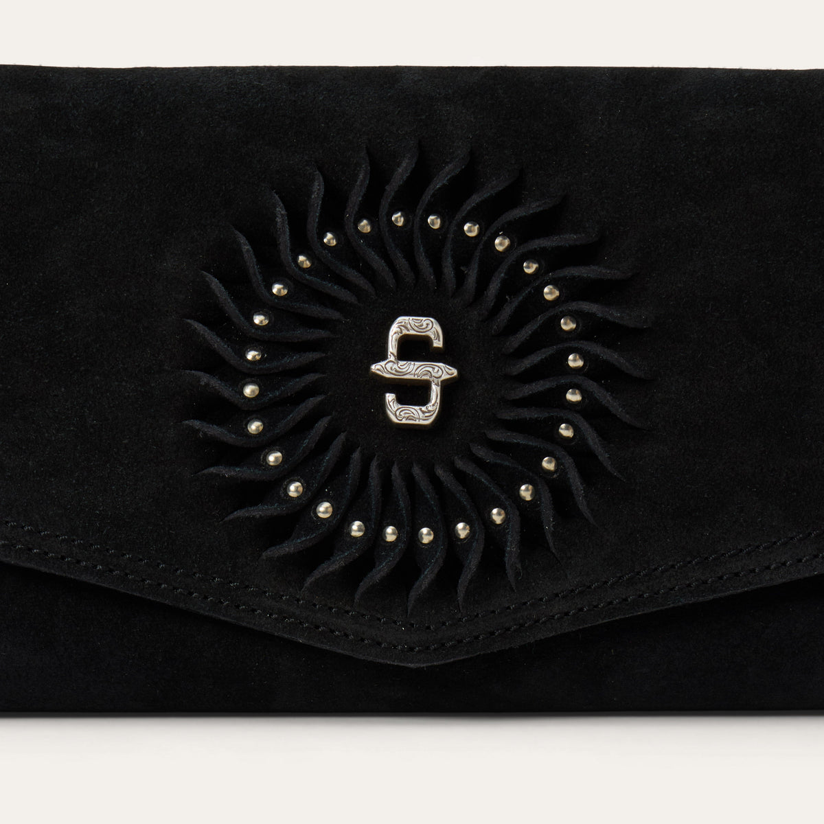 Spiral Suede Fringed Clutch Black - Stetson