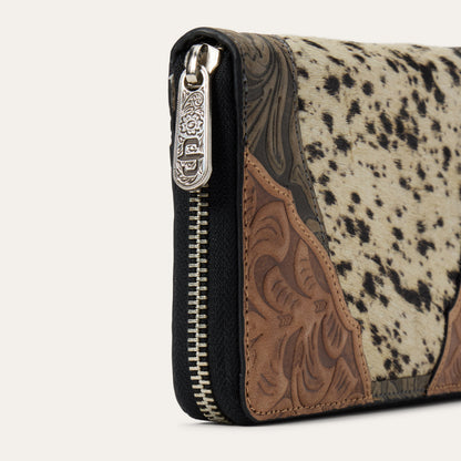 Hair-On-Hide Tooled Zip Wallet Black - Stetson