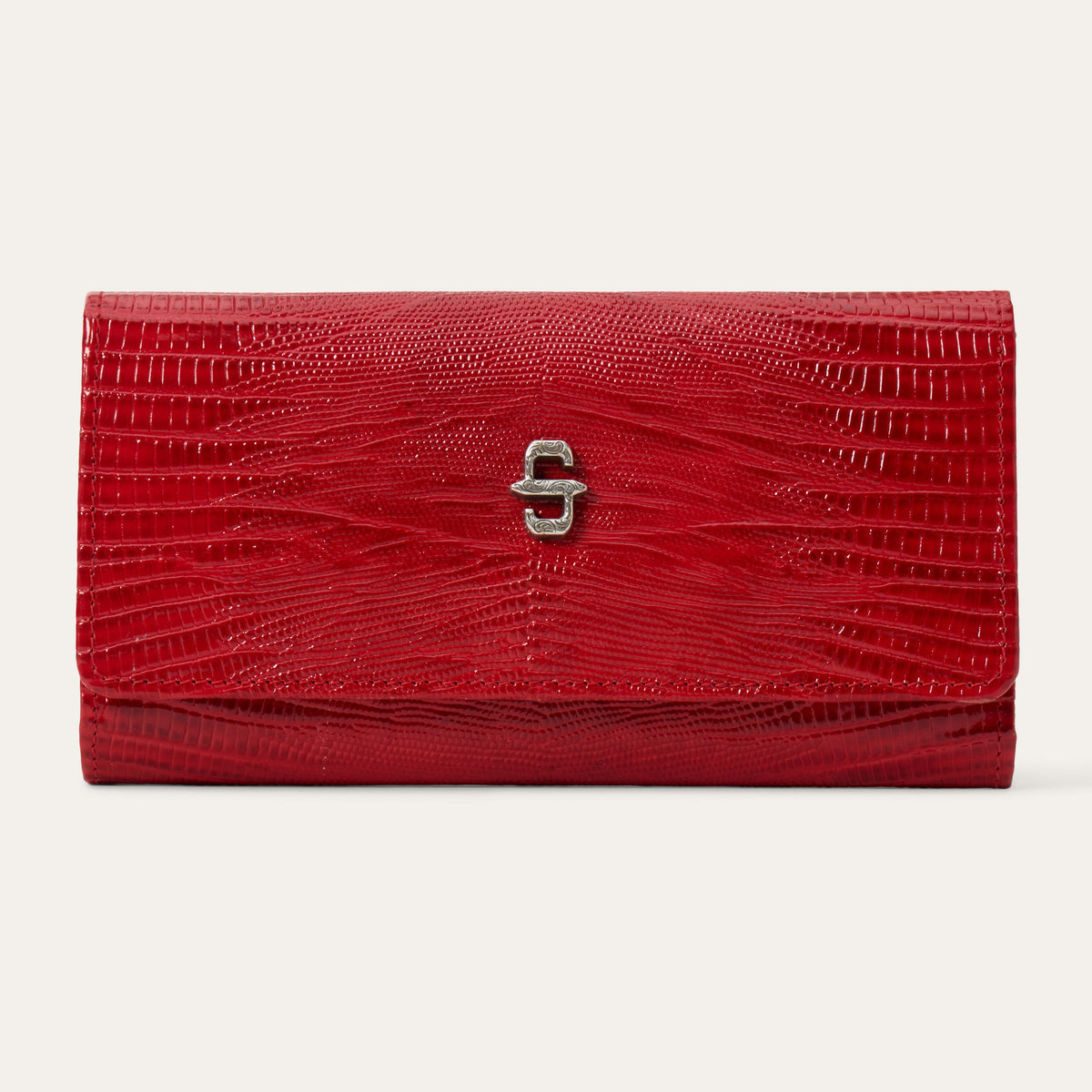 Lizard Embossed Front Flap Wallet Red - Stetson