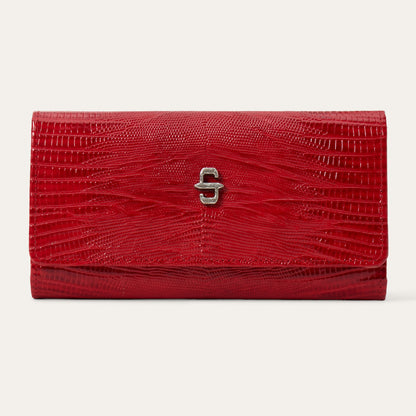 Lizard Embossed Front Flap Wallet Red - Stetson