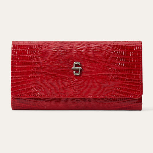 Lizard Embossed Front Flap Wallet Red - Stetson