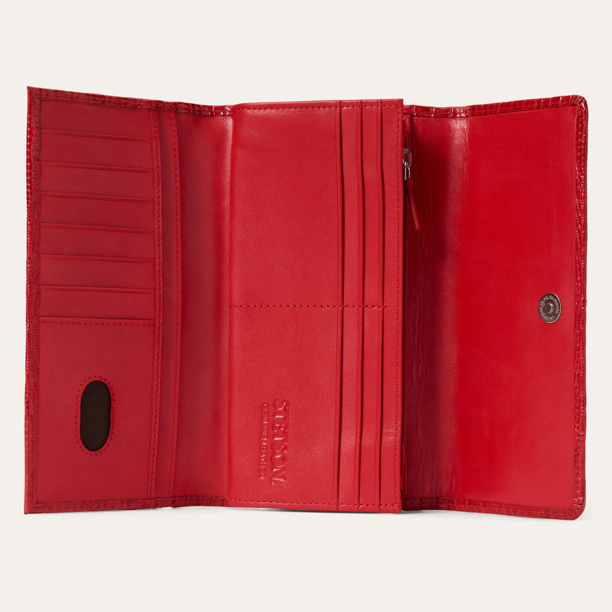 Lizard Embossed Front Flap Wallet Red - Stetson