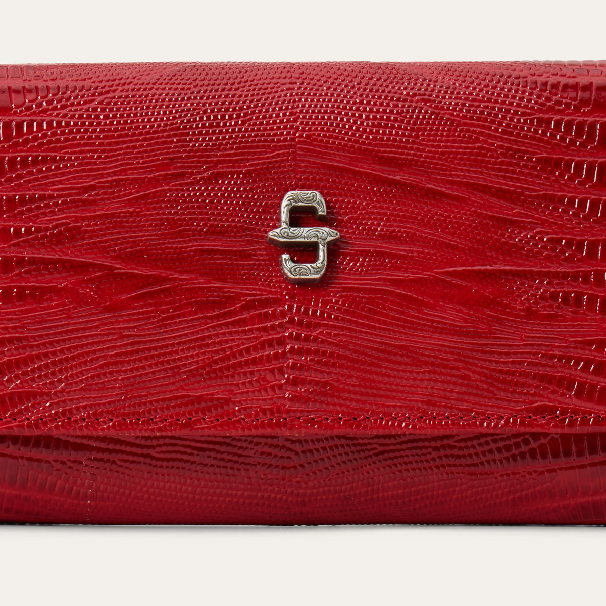 Lizard Embossed Front Flap Wallet Red - Stetson