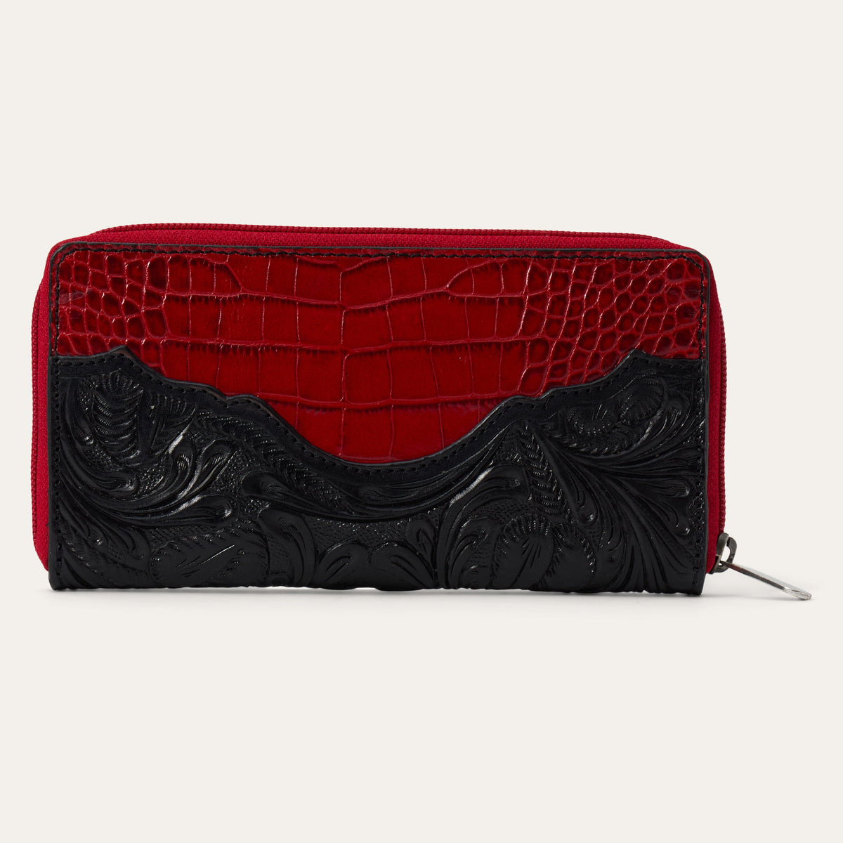 Tooled Croco Embossed Zip Wallet Red - Stetson
