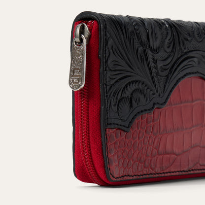 Tooled Croco Embossed Zip Wallet Red - Stetson