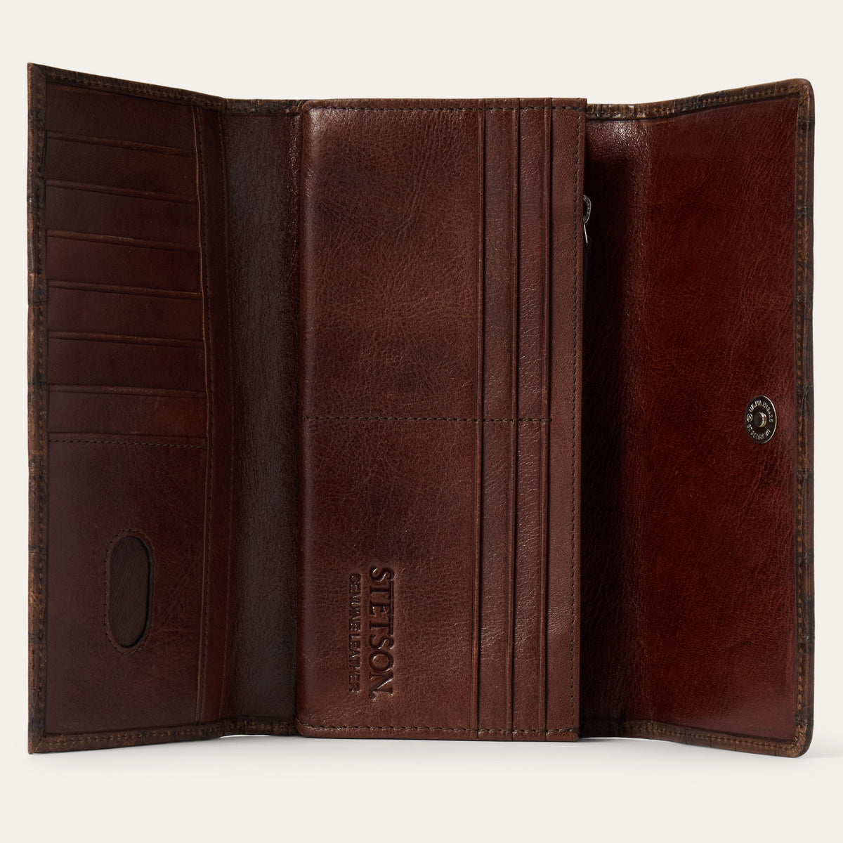 Croco Embossed Front Flap Wallet Brown - Stetson