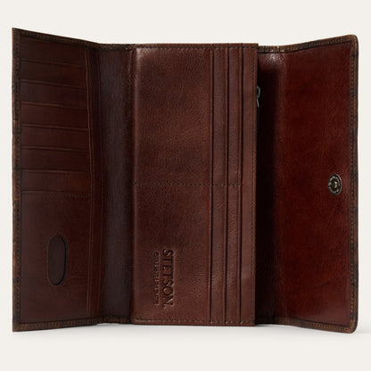 Croco Embossed Front Flap Wallet Brown - Stetson