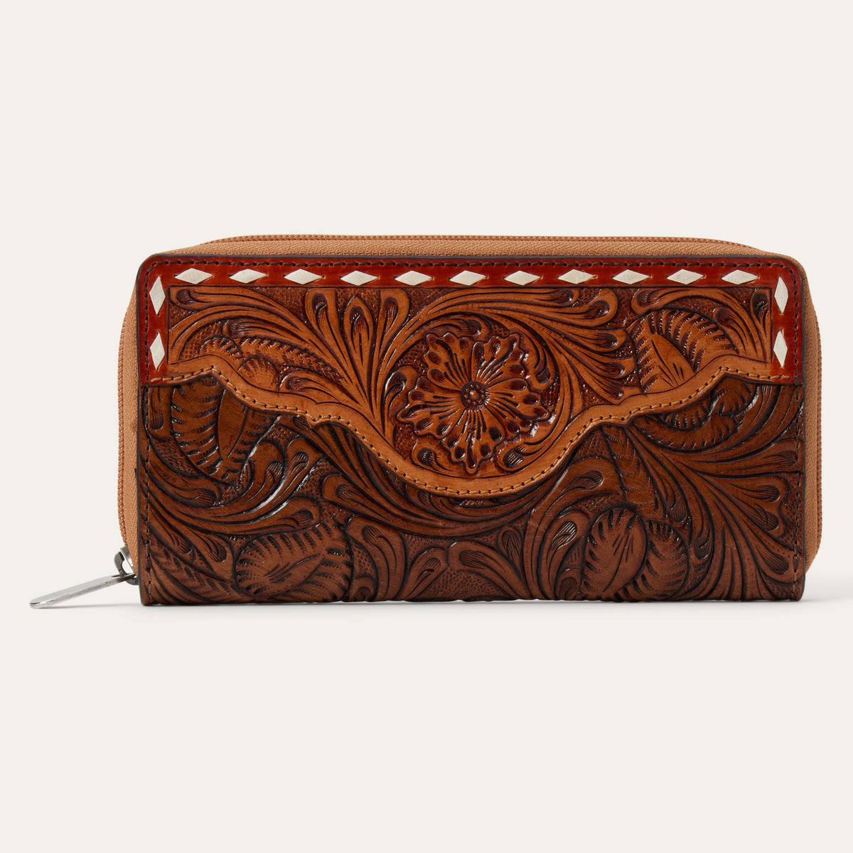 Tooled Zip Wallet Brown - Stetson