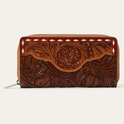 Tooled Zip Wallet Brown - Stetson