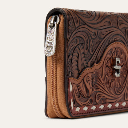 Tooled Zip Wallet Brown - Stetson