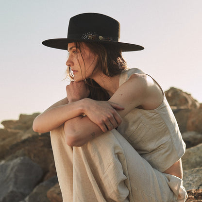 Midtown Wide Flat Brim Hat Black - Stetson