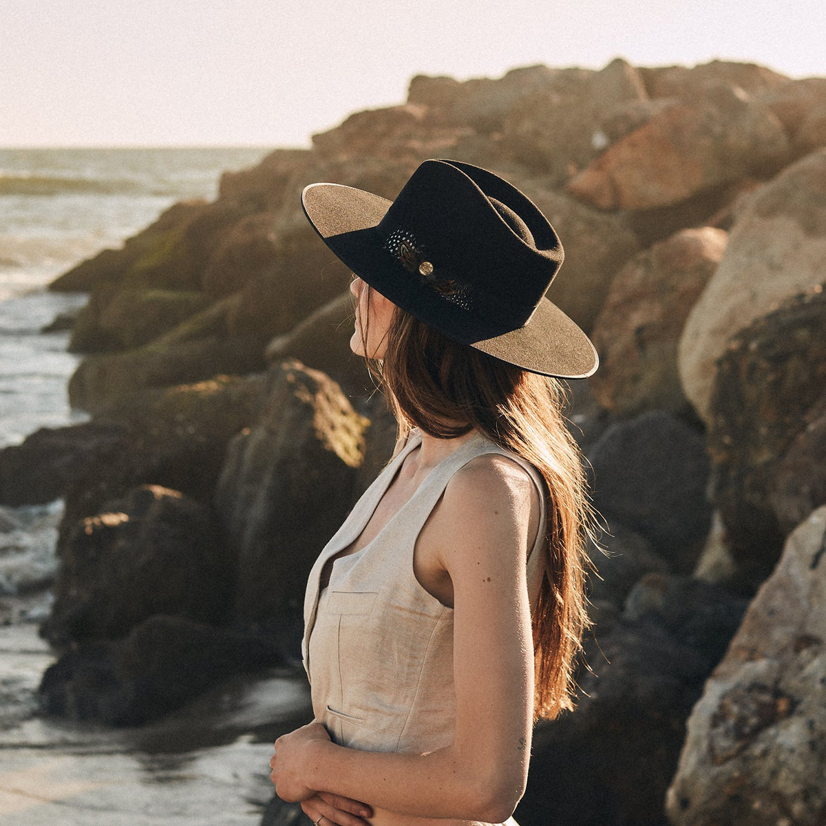 Midtown Wide Flat Brim Hat Black - Stetson