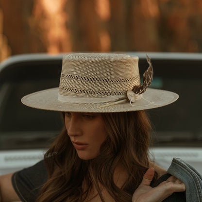 Batterson Straw Hat Ivory/Tan - Stetson