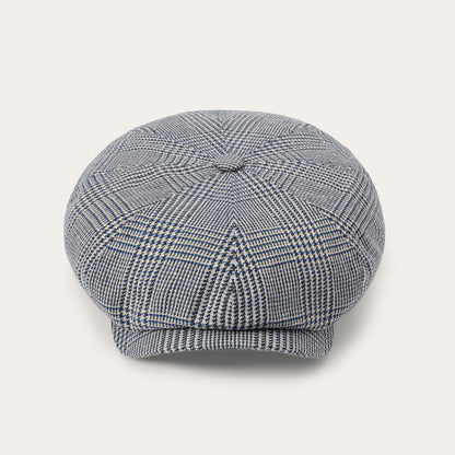 Glen Check Silk/Cotton 8-Panel Cap Blue Check - Stetson