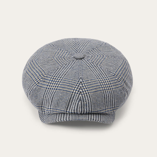 Glen Check Silk/Cotton 8-Panel Cap Blue Check - Stetson