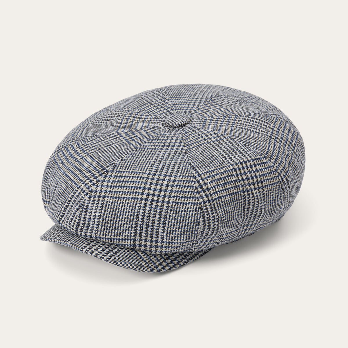 Glen Check Silk/Cotton 8-Panel Cap Blue Check - Stetson