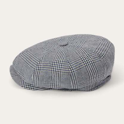 Glen Check Silk/Cotton 8-Panel Cap Blue Check - Stetson