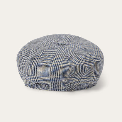 Glen Check Silk/Cotton 8-Panel Cap Blue Check - Stetson