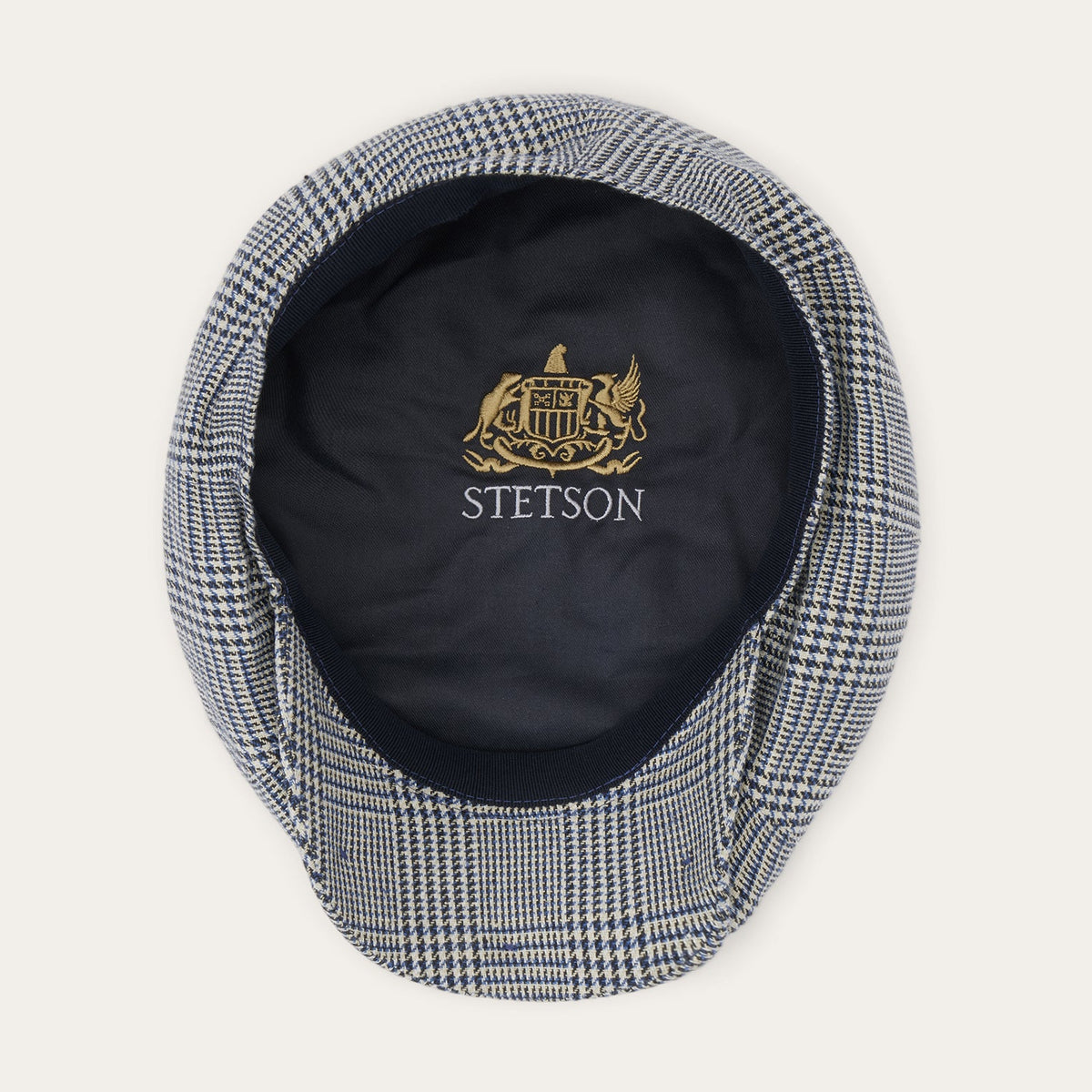 Glen Check Silk/Cotton 8-Panel Cap Blue Check - Stetson