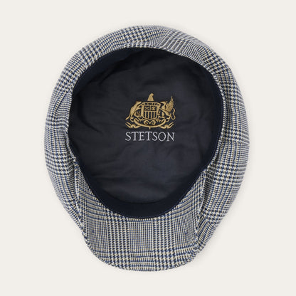 Glen Check Silk/Cotton 8-Panel Cap Blue Check - Stetson