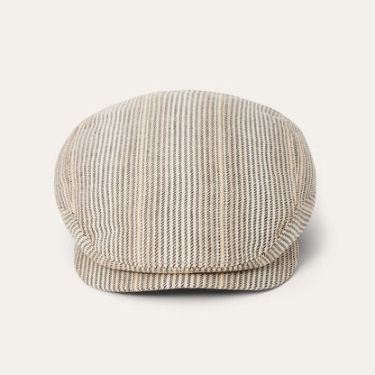 Premium Linen Driver Cap Beige / Brown Stripe - Stetson