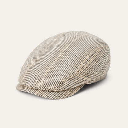 Premium Linen Driver Cap Beige / Brown Stripe - Stetson