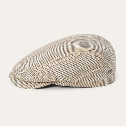 Premium Linen Driver Cap Beige / Brown Stripe - Stetson