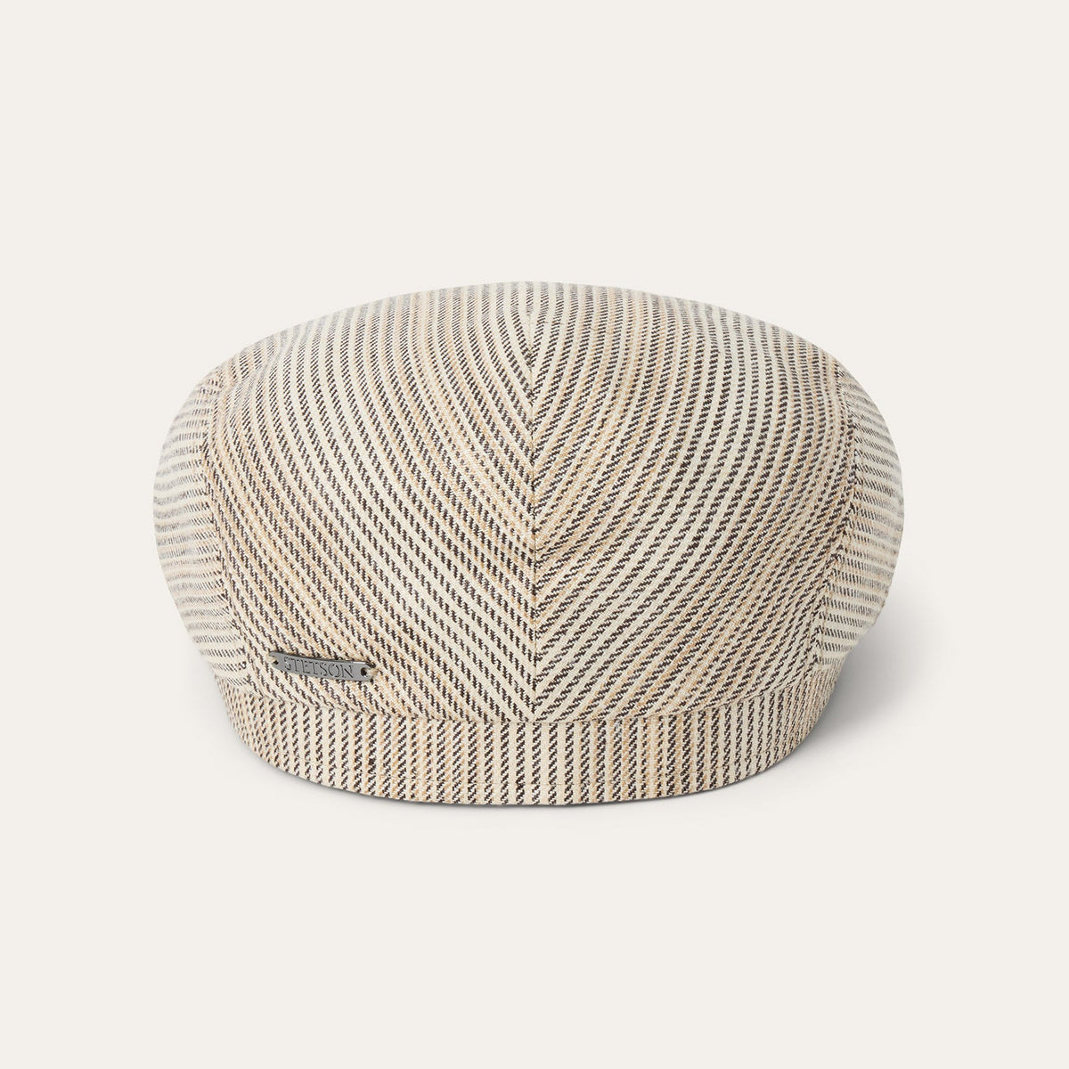 Premium Linen Driver Cap Beige / Brown Stripe - Stetson