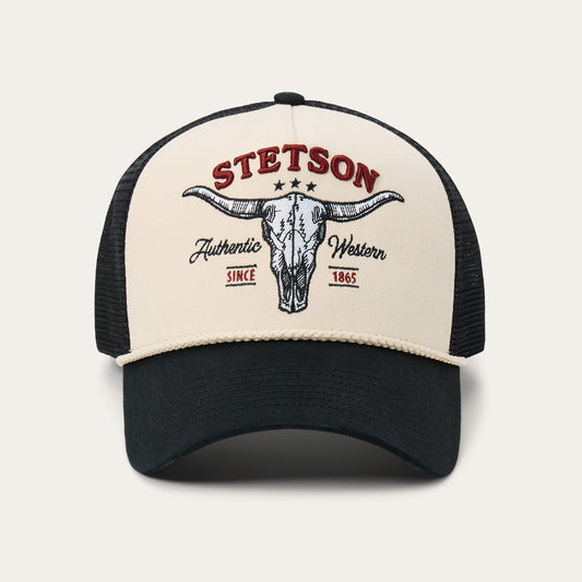 Skull Trucker Hat Off White / Black - Stetson