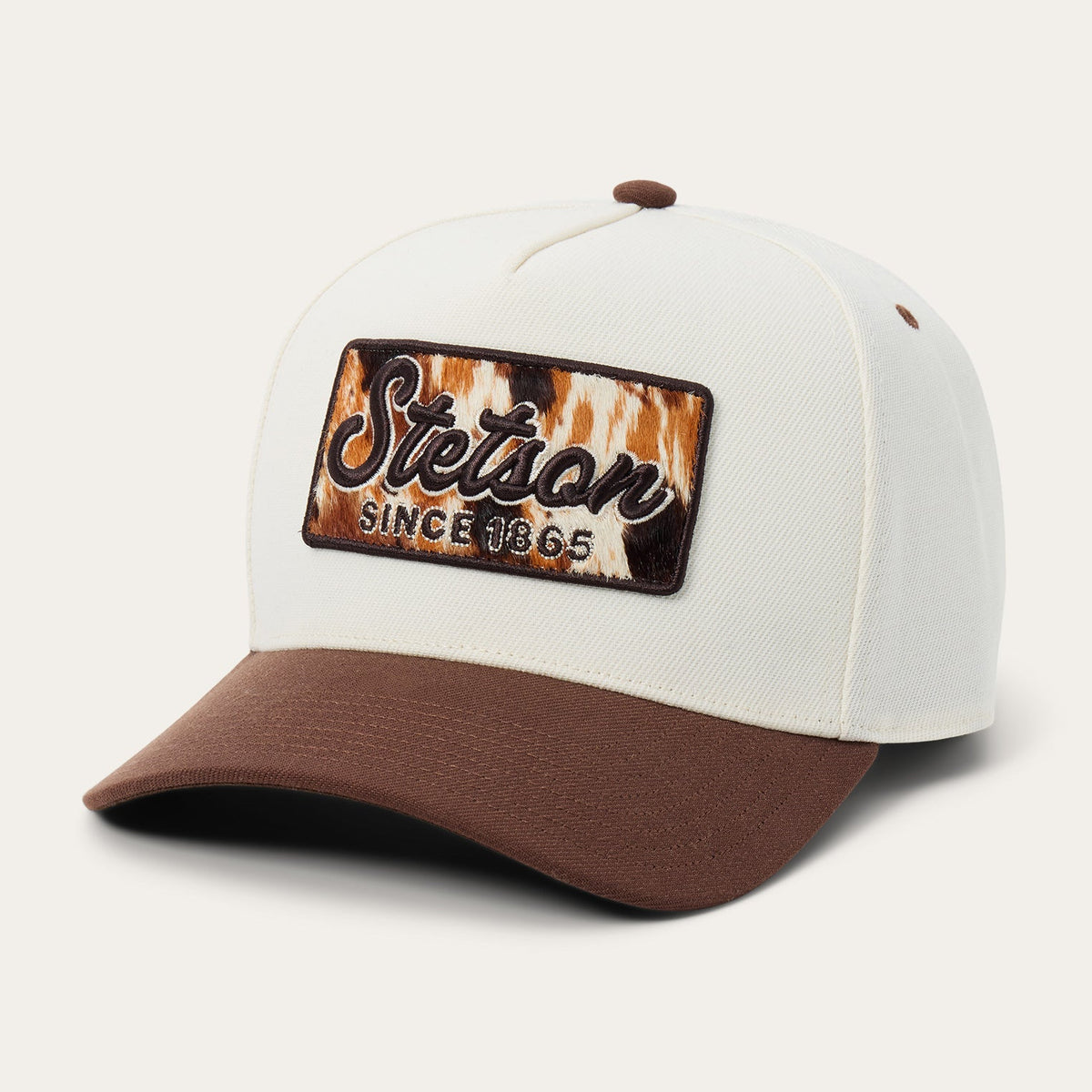 Cowhide Patch Trucker Hat Off White / Brown - Stetson