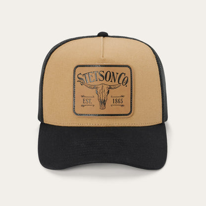 Longhorn Patch Trucker Hat Tan/Black - Stetson