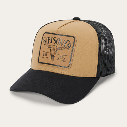 Longhorn Patch Trucker Hat Tan/Black - Stetson