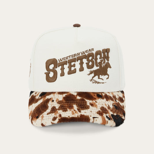 Cow Print Baseball Hat White/Brown - Stetson