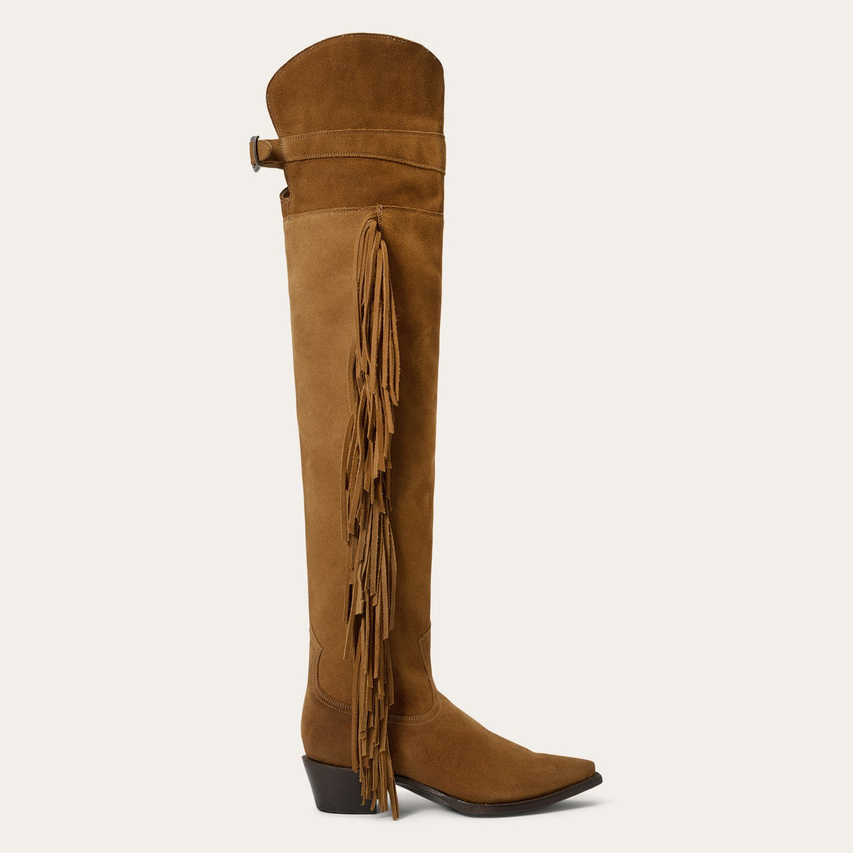 Glam Over-The-Knee Fringe Boot Tan Suede - Stetson