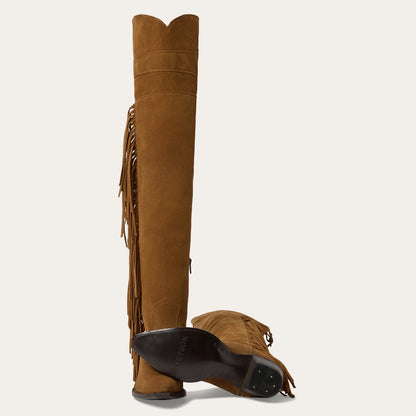 Glam Over-The-Knee Fringe Boot Tan Suede - Stetson