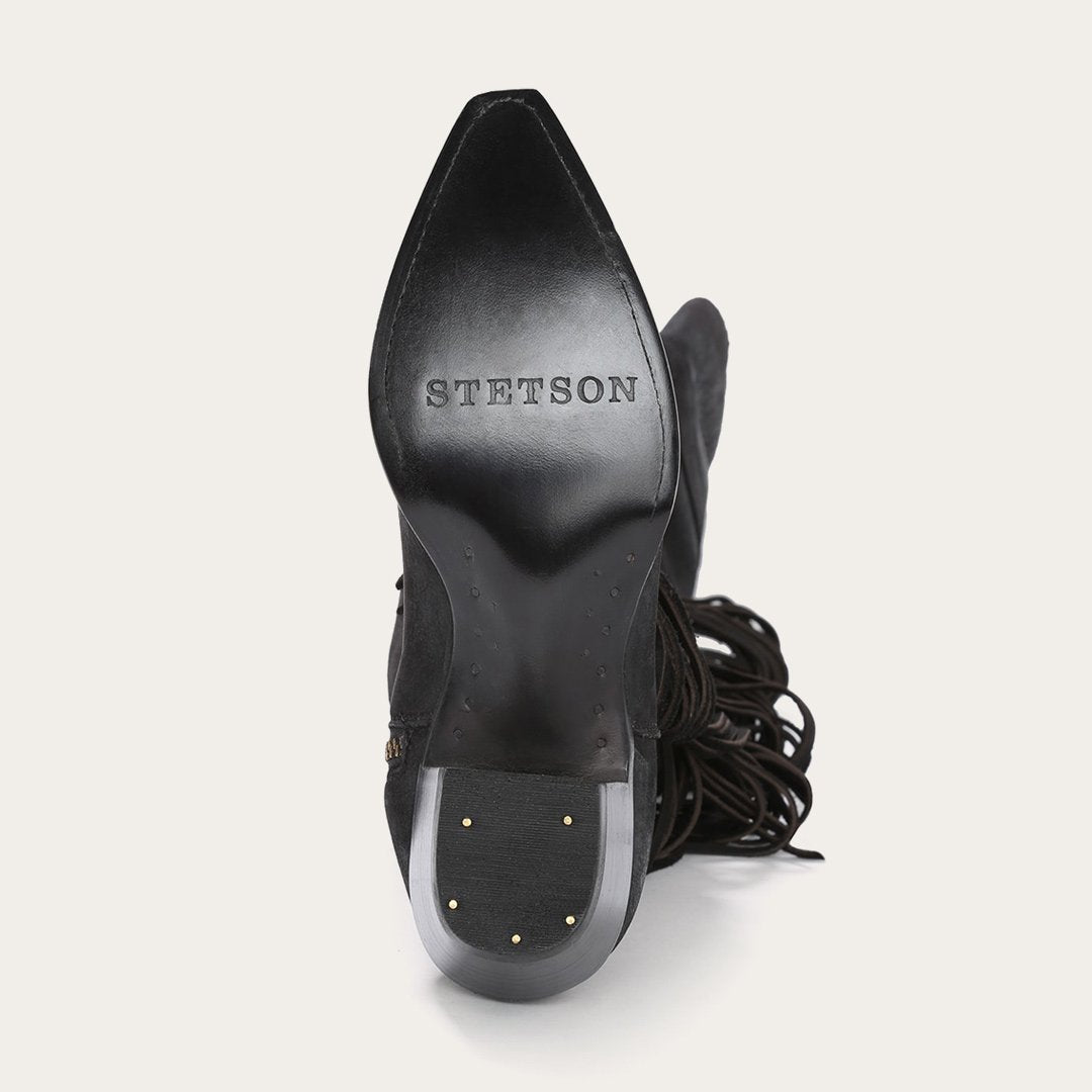 Glam Over-The-Knee Fringe Boot Black Leather - Stetson