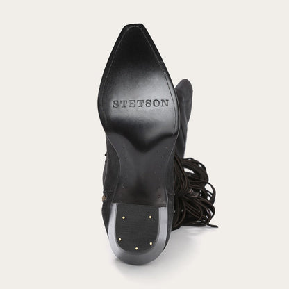 Glam Over-The-Knee Fringe Boot Black Leather - Stetson