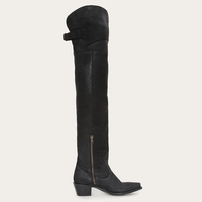 Glam Over-The-Knee Fringe Boot Black Leather - Stetson