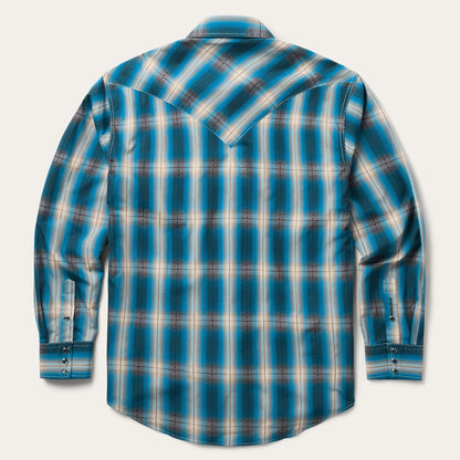 Marine Ombre Plaid Western Shirt Blue - Stetson