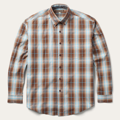 Ombre Plaid Western Shirt Brown - Stetson