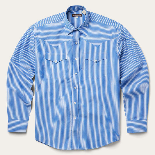 Blue Western Stripe Shirt Blue - Stetson