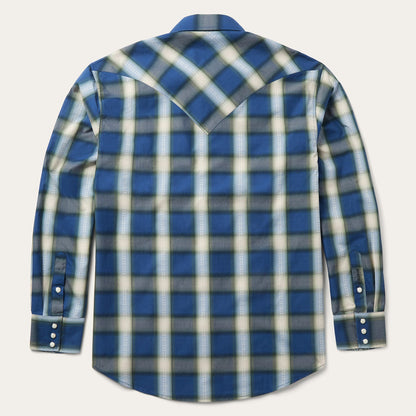 Blue Sage Dobby Plaid Western Shirt Blue - Stetson