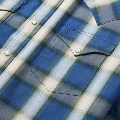 Blue Sage Dobby Plaid Western Shirt Blue - Stetson